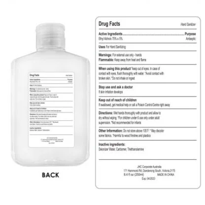 250ml Hand Sanitiser Gel – 75% Alcohol - Image 3